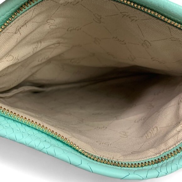 GiGi New York Stella Fold-Over Clutch Convertible Crossbody Green Leather - Picture 10 of 11